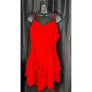 Wild Fable Red Floral Textured Tiered Dress M